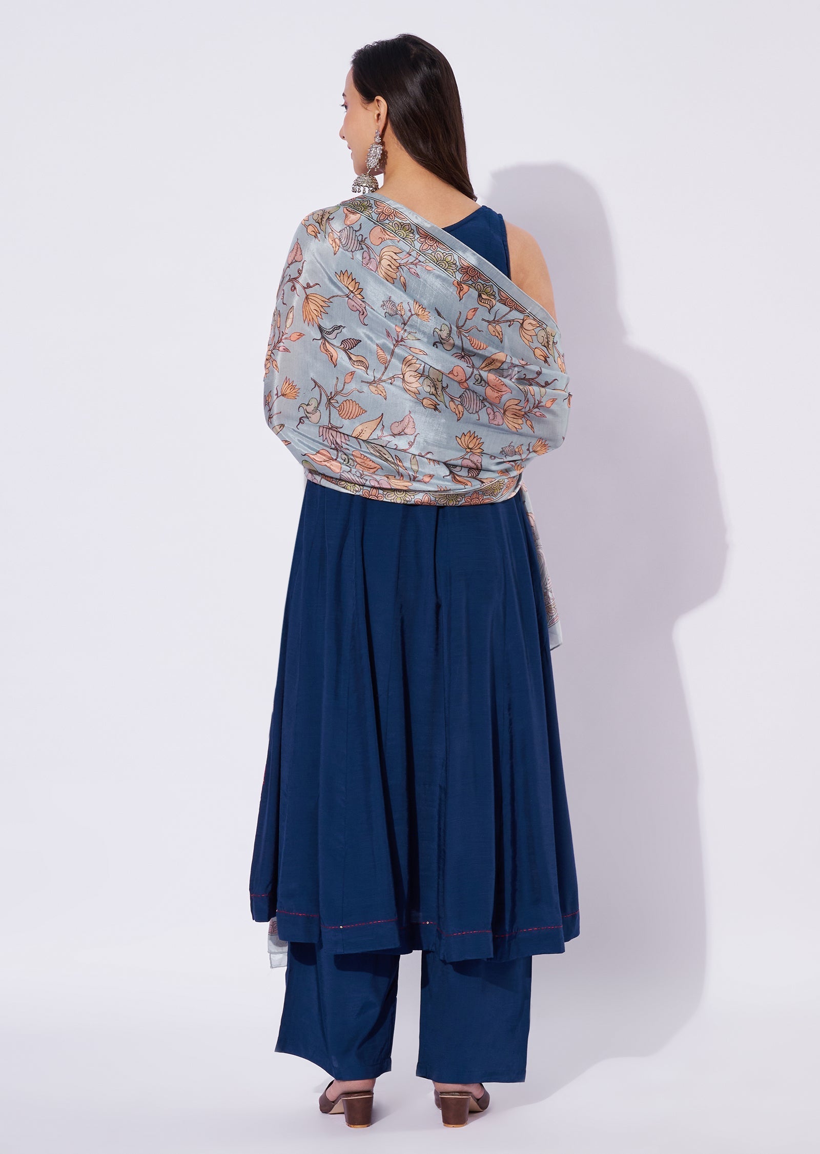 Teal Blue Silk Anarkali Suit