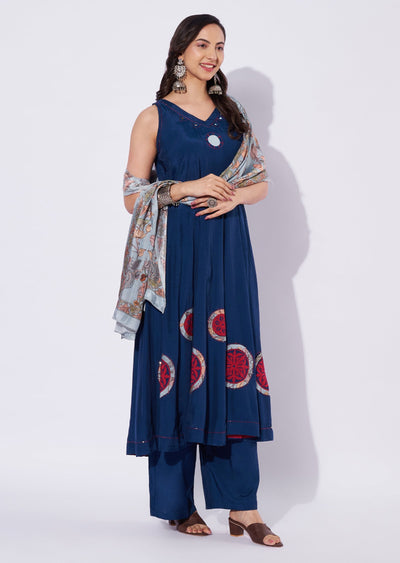 Teal Blue Silk Anarkali Suit