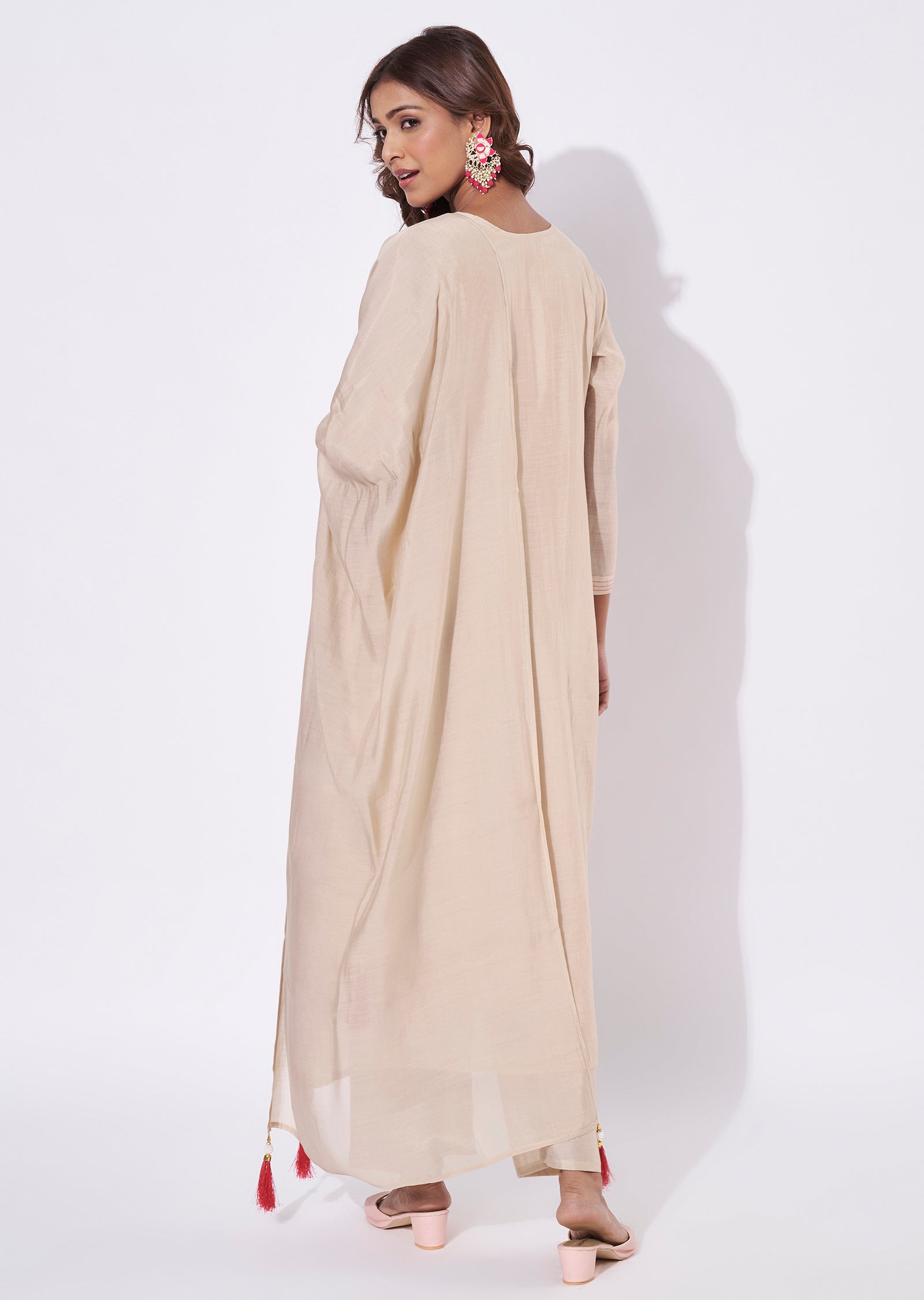 Dark Biege Mal Chanderi Anarkali Suit