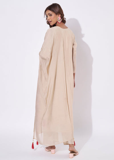 Dark Biege Mal Chanderi Anarkali Suit