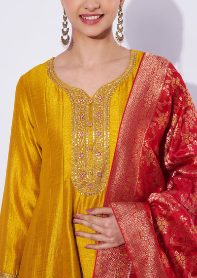 Yellow Georgette Anarkali Suit