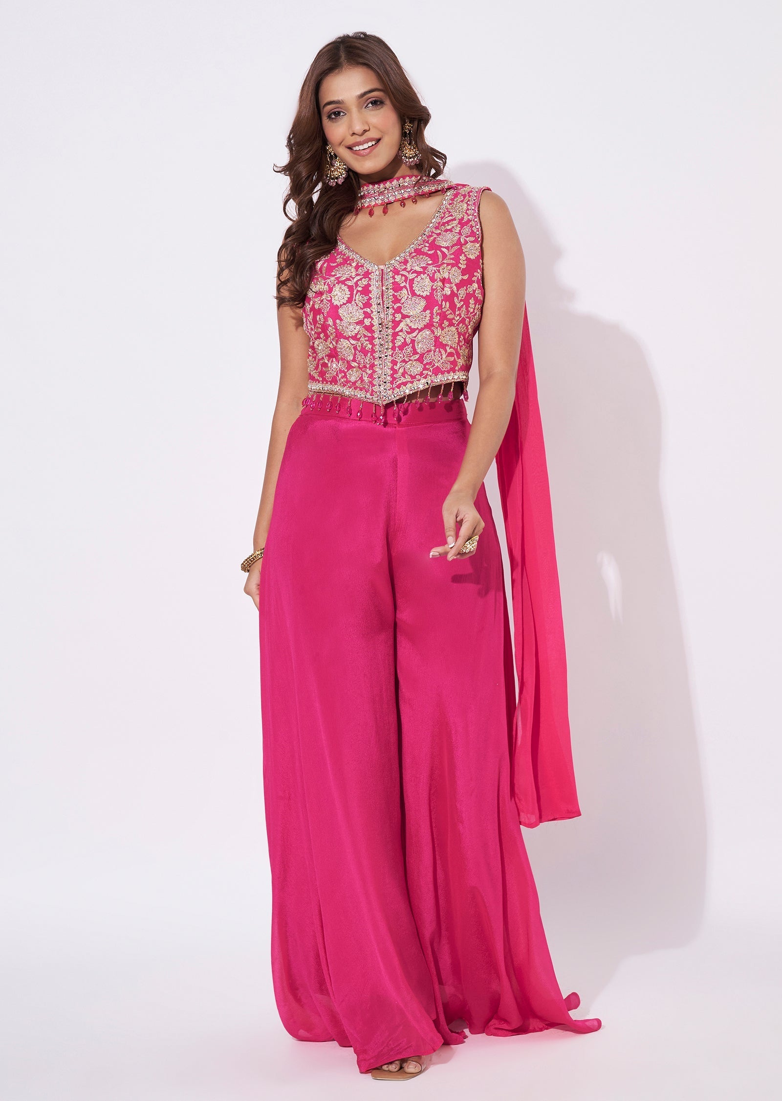 Pink Silk Palazzo Set