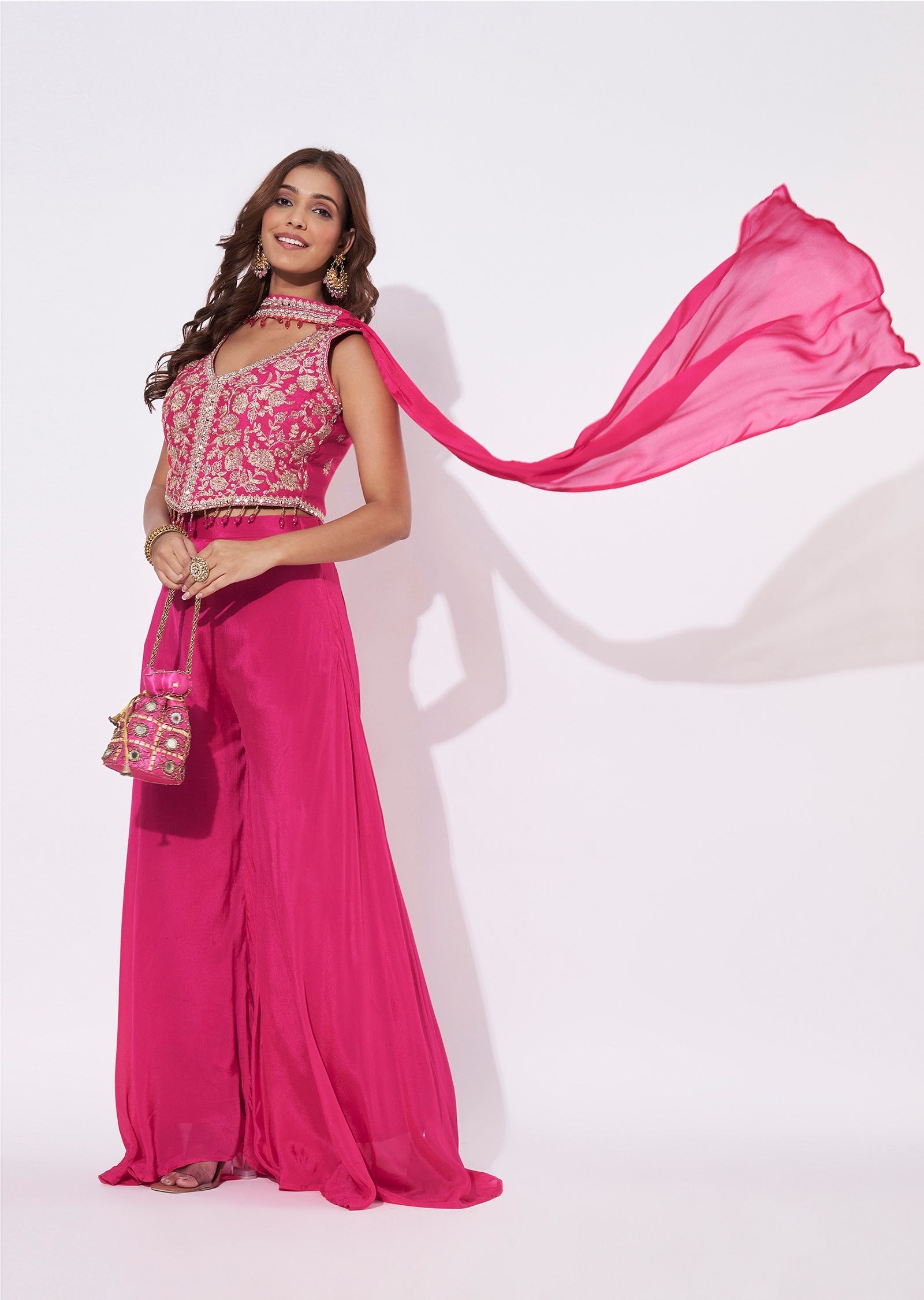 Pink Silk Palazzo Set