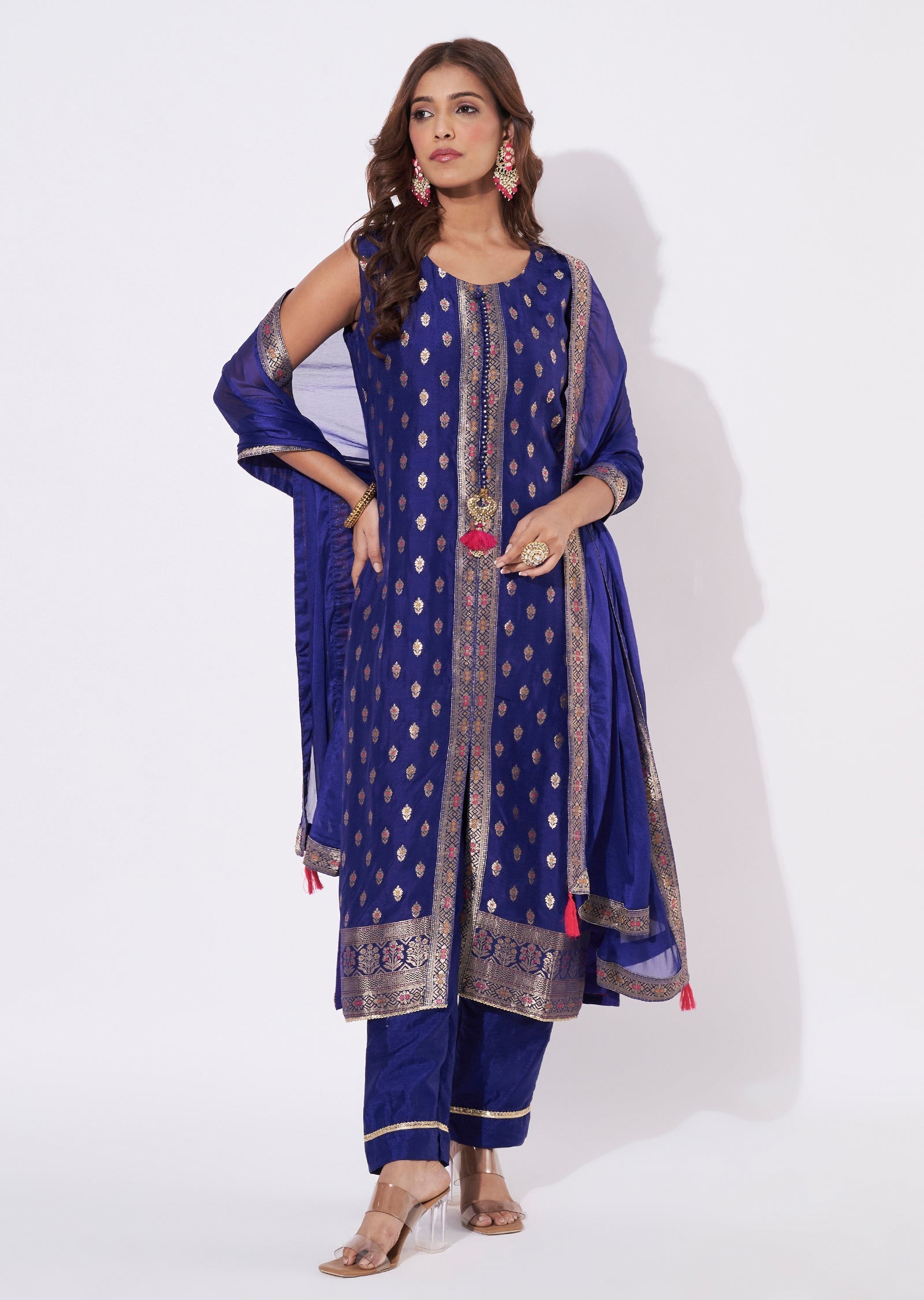 Blue Silk Straight Cut Suit