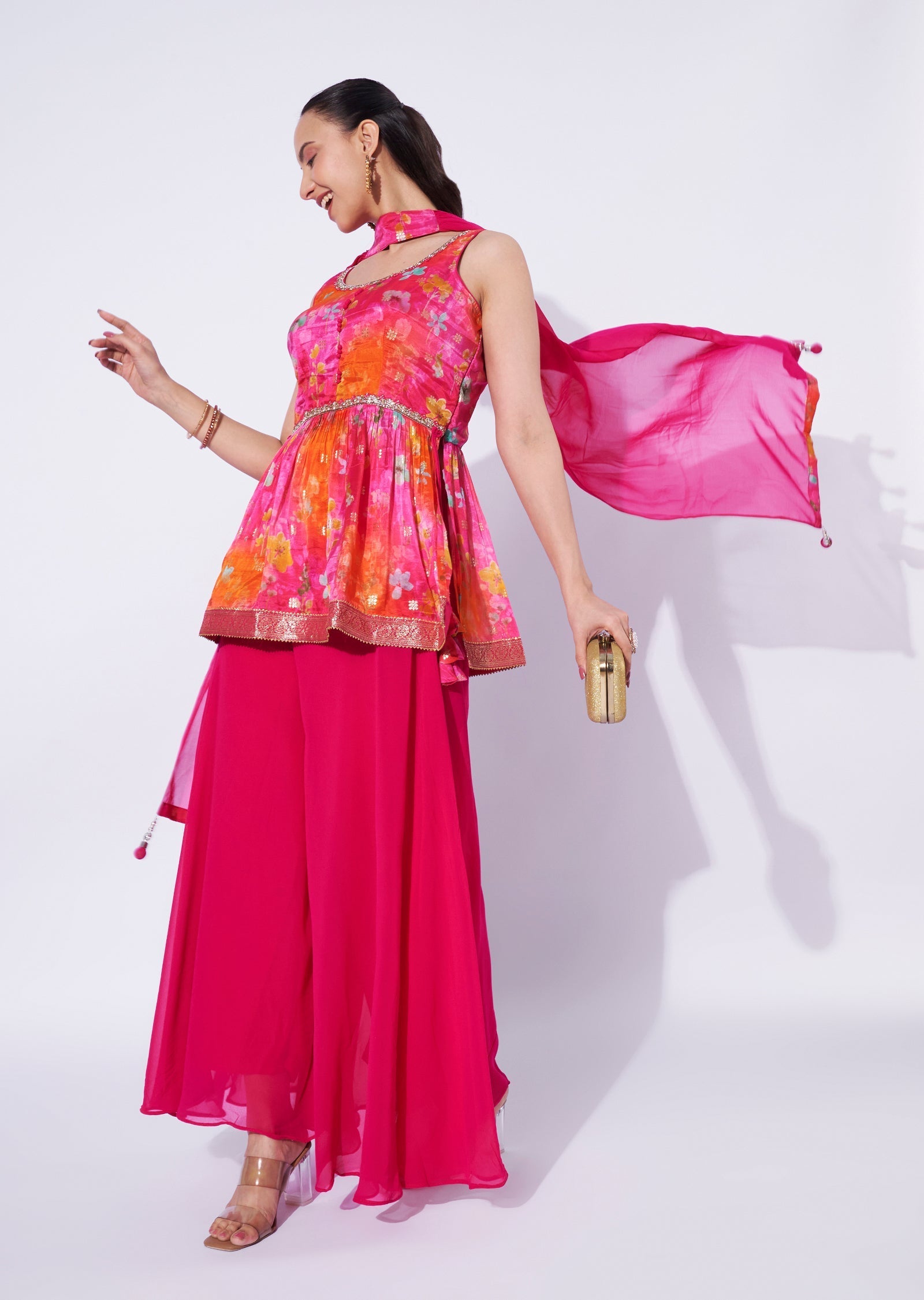 Pink Organza palazzo Set