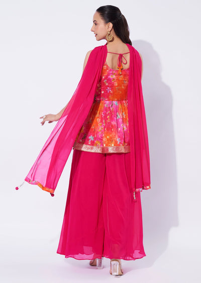 Pink Organza palazzo Set