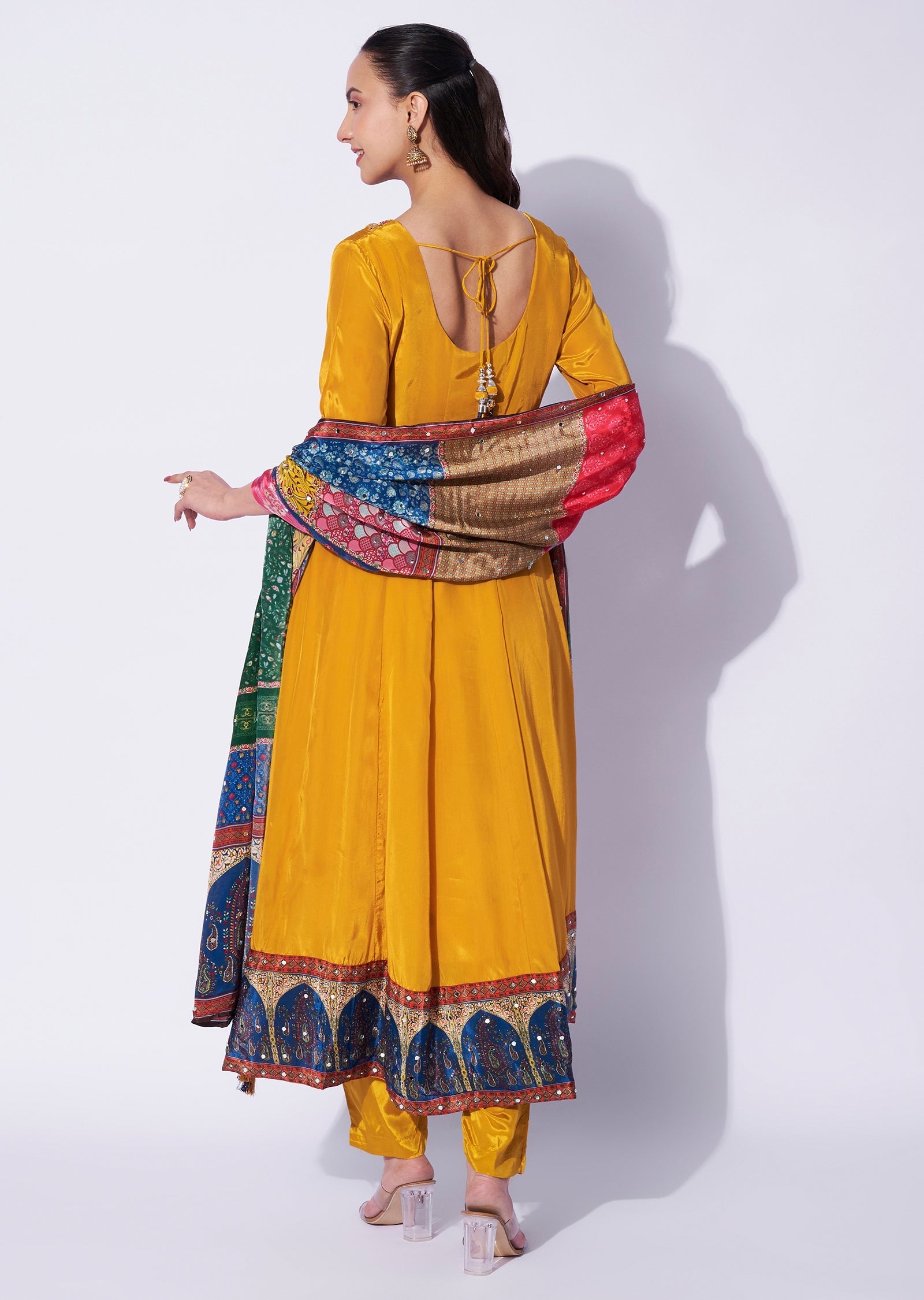 Mustard Crepe Anarkali Suit