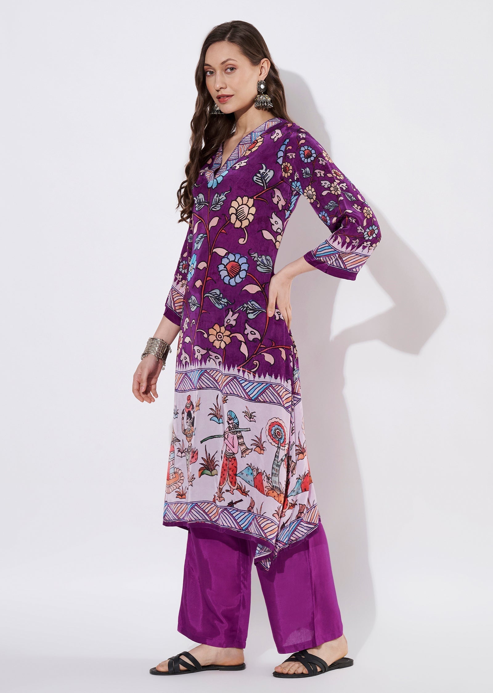 Purple Crepe Straight cut set