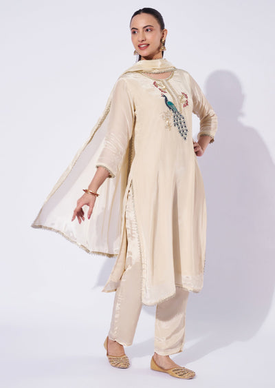 Dark Beige Crepe Straight Cut Suit
