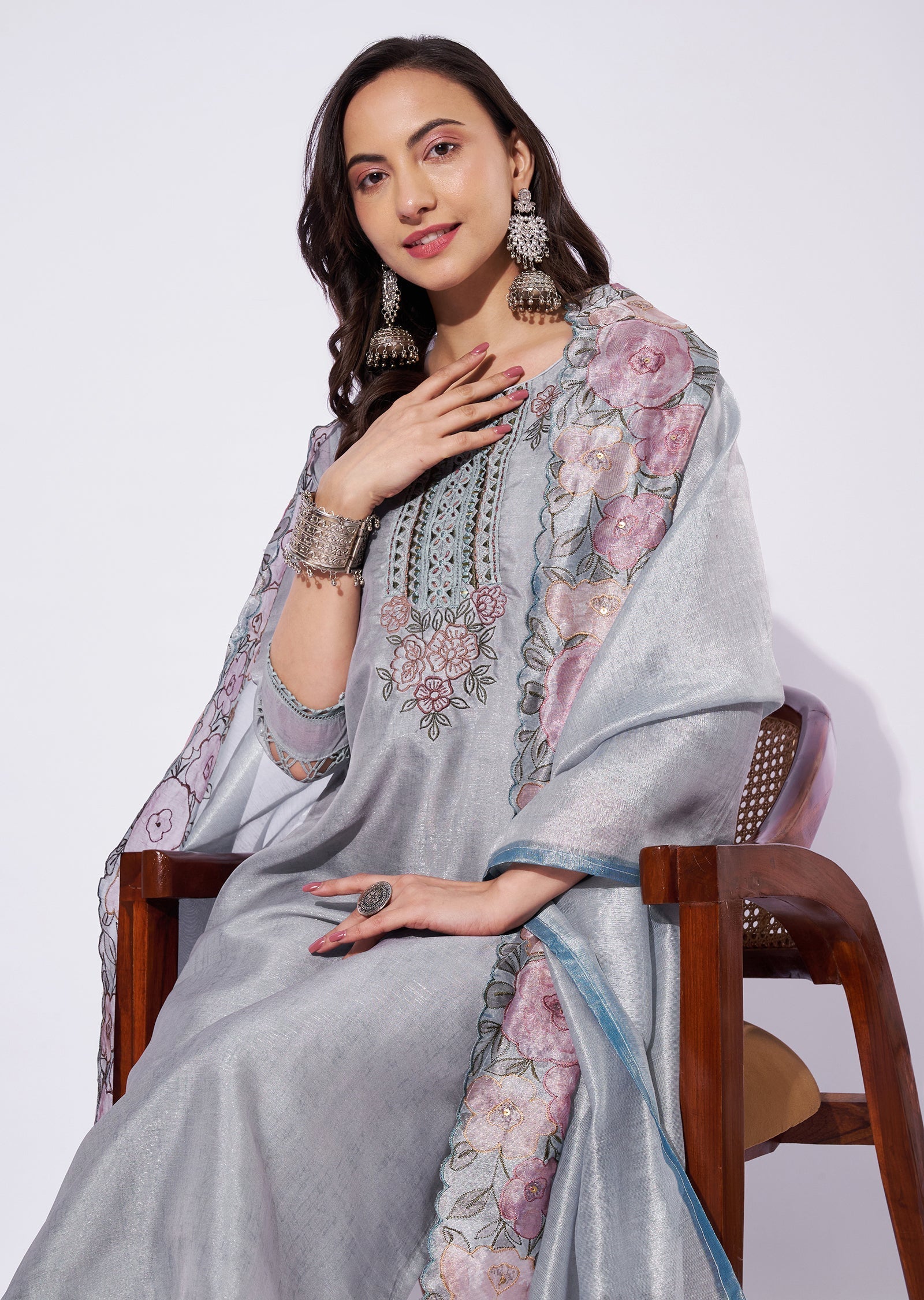 Grey Tissue Straight Cut Suit