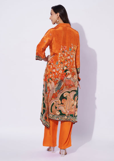 Orange Crepe Straight Cut Suit
