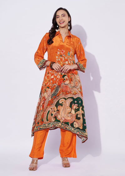 Orange Crepe Straight Cut Suit