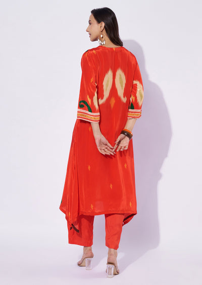Dark Orange Crepe Straight Cut Suit