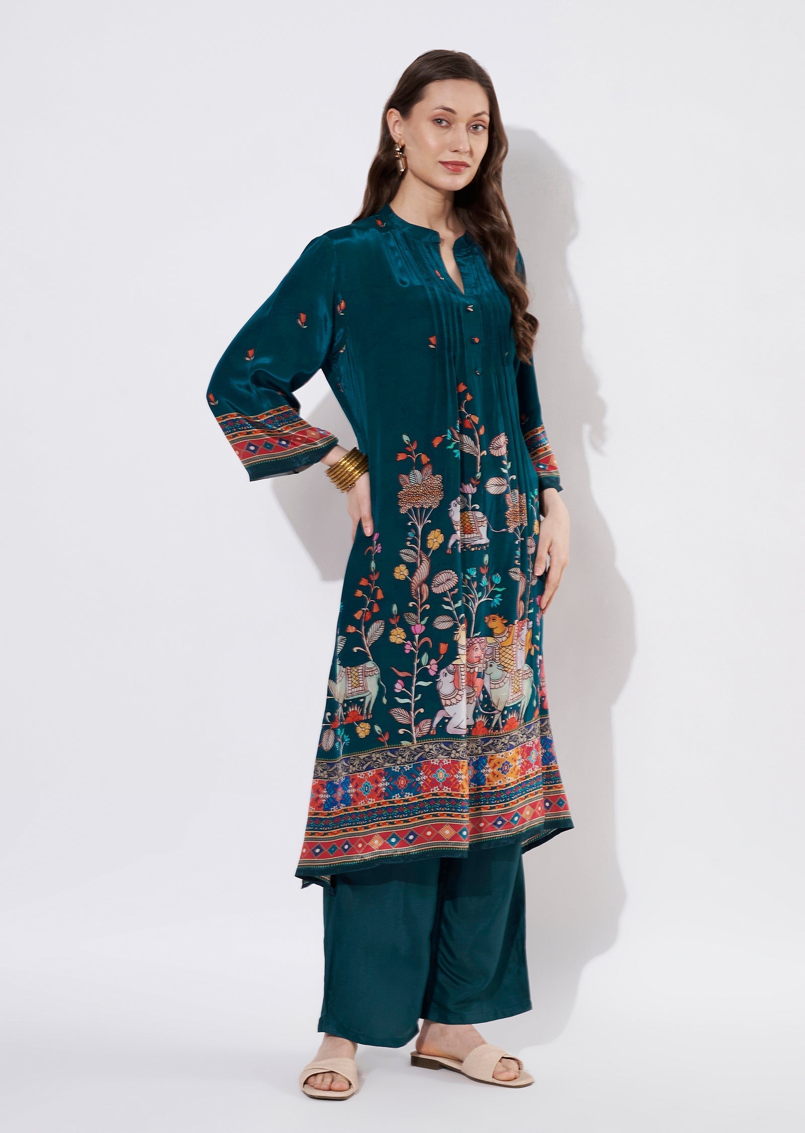 Blue Crepe Straight cut set