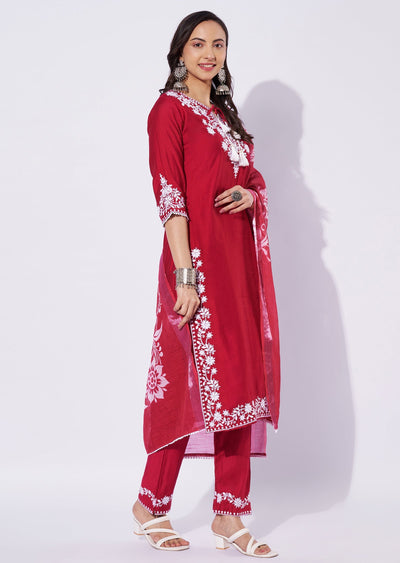 Rani Pink Cotton Straight Cut Suit