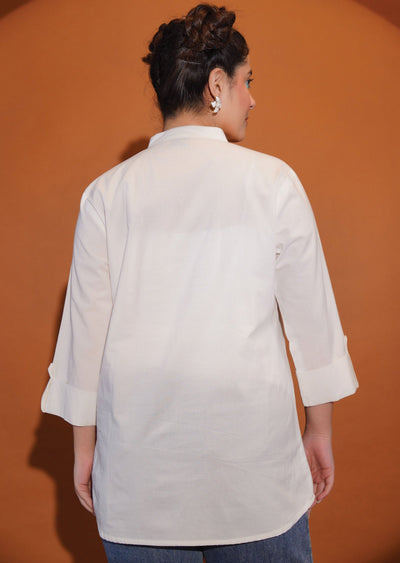 White Cotton Kurti Top