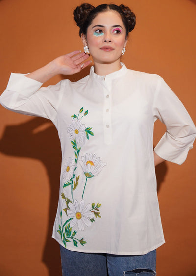 White Cotton Kurti Top