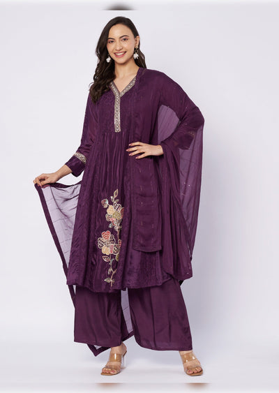 Wine muslin Anarkali
