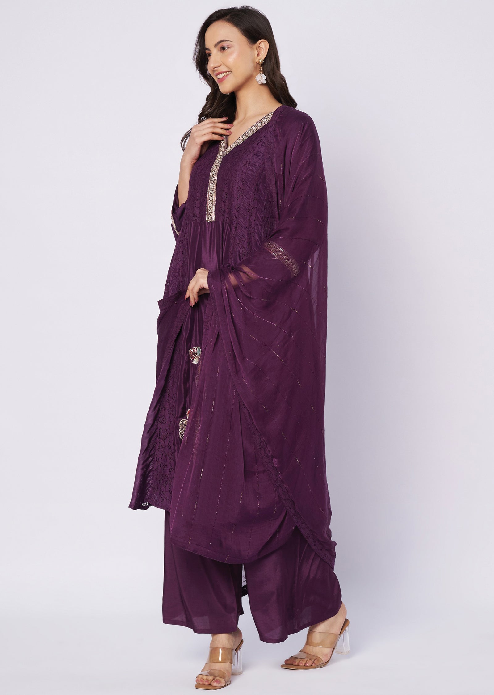 Wine muslin Anarkali