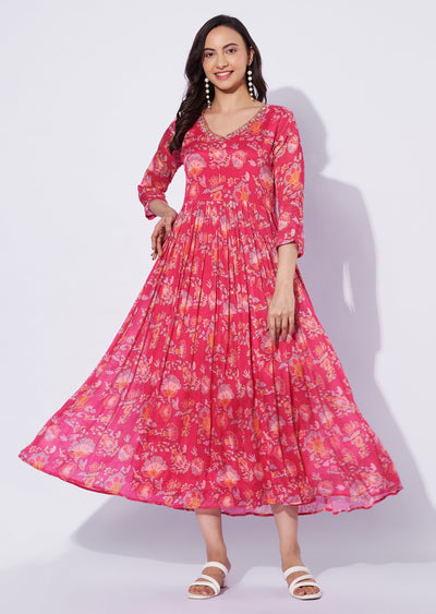 Rani Pink Chinnon Midi Dress