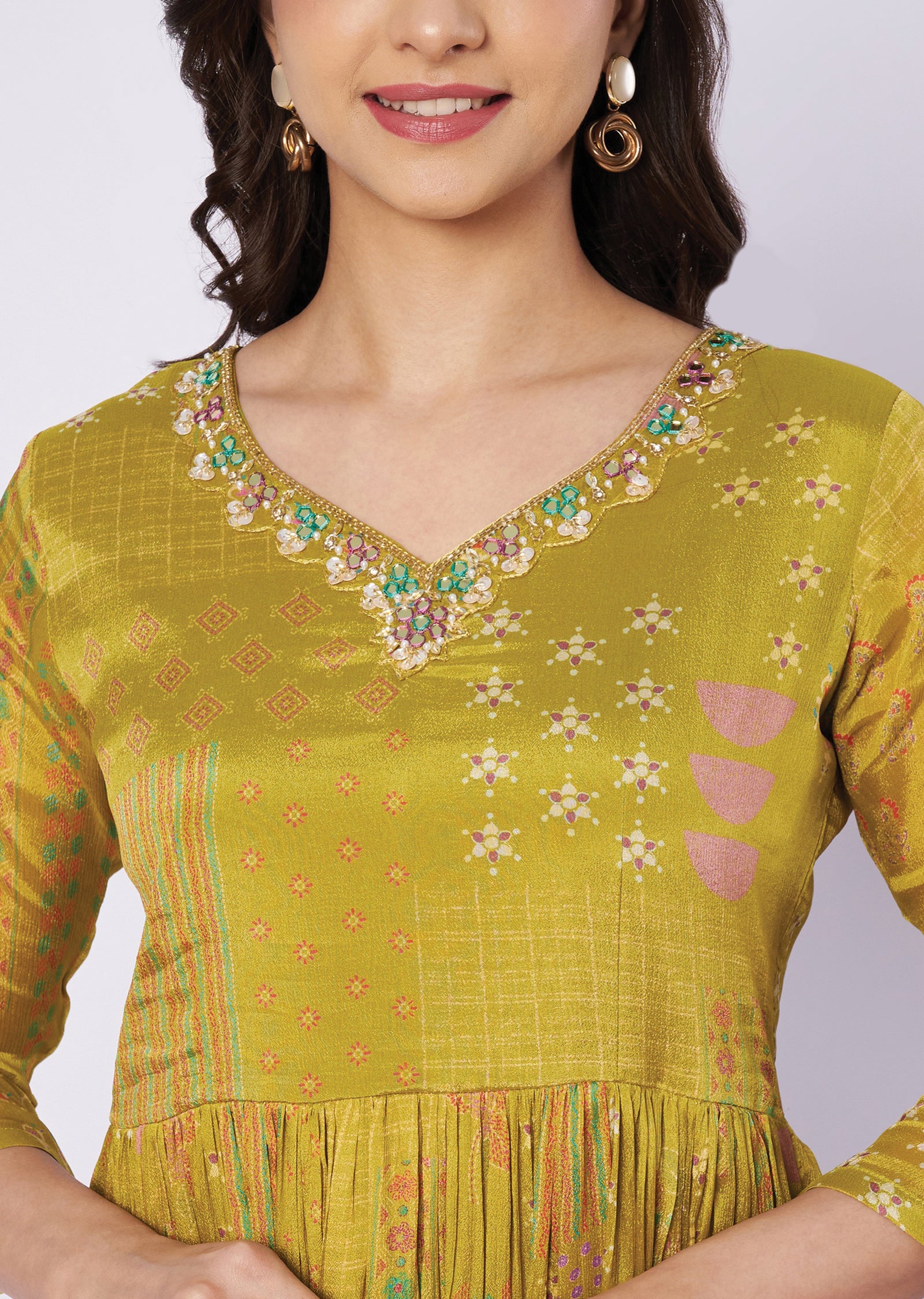 Mustard Chinnon kurti