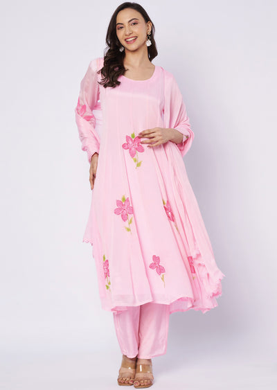 Light pink Chinnon Anarkali