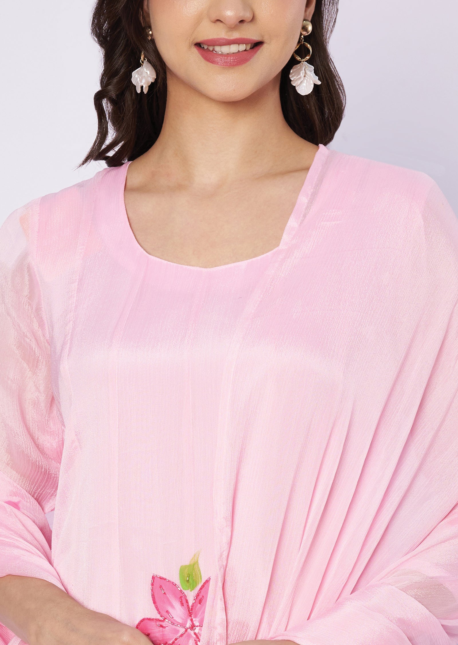 Light pink Chinnon Anarkali