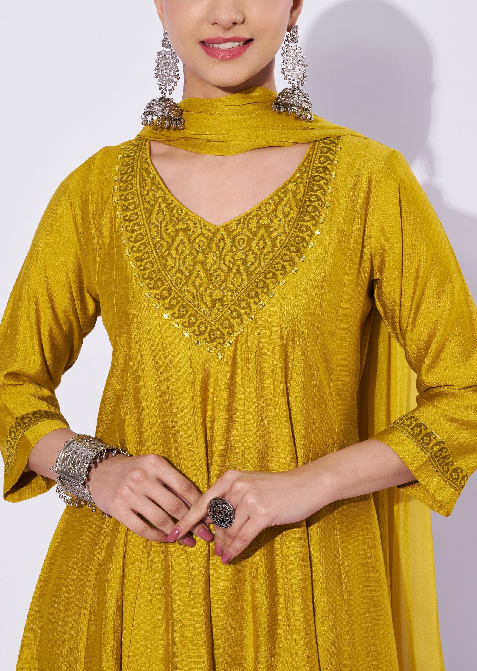 Mustard Gold Anarkali Suit