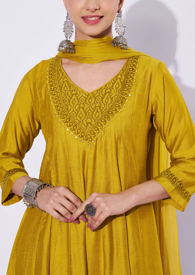 Mustard Gold Anarkali Suit