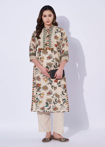 Biege Silk Kurti set