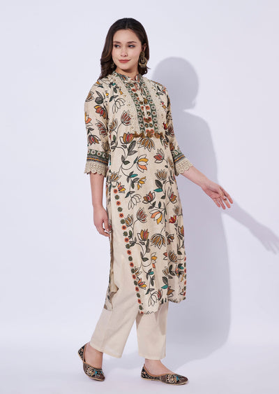 Biege Silk Kurti set