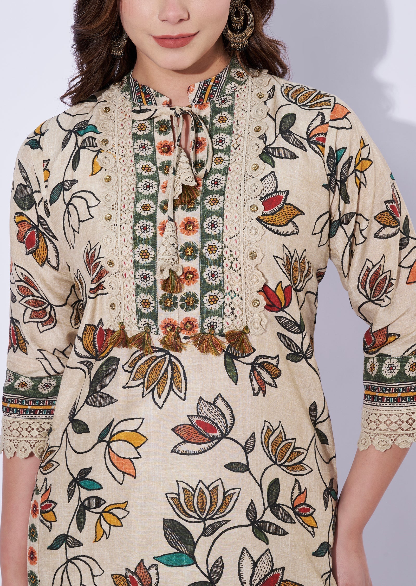 Biege Silk Kurti set