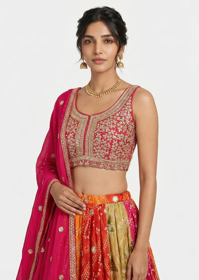 Luxury Pink Organza Lehenga Set
