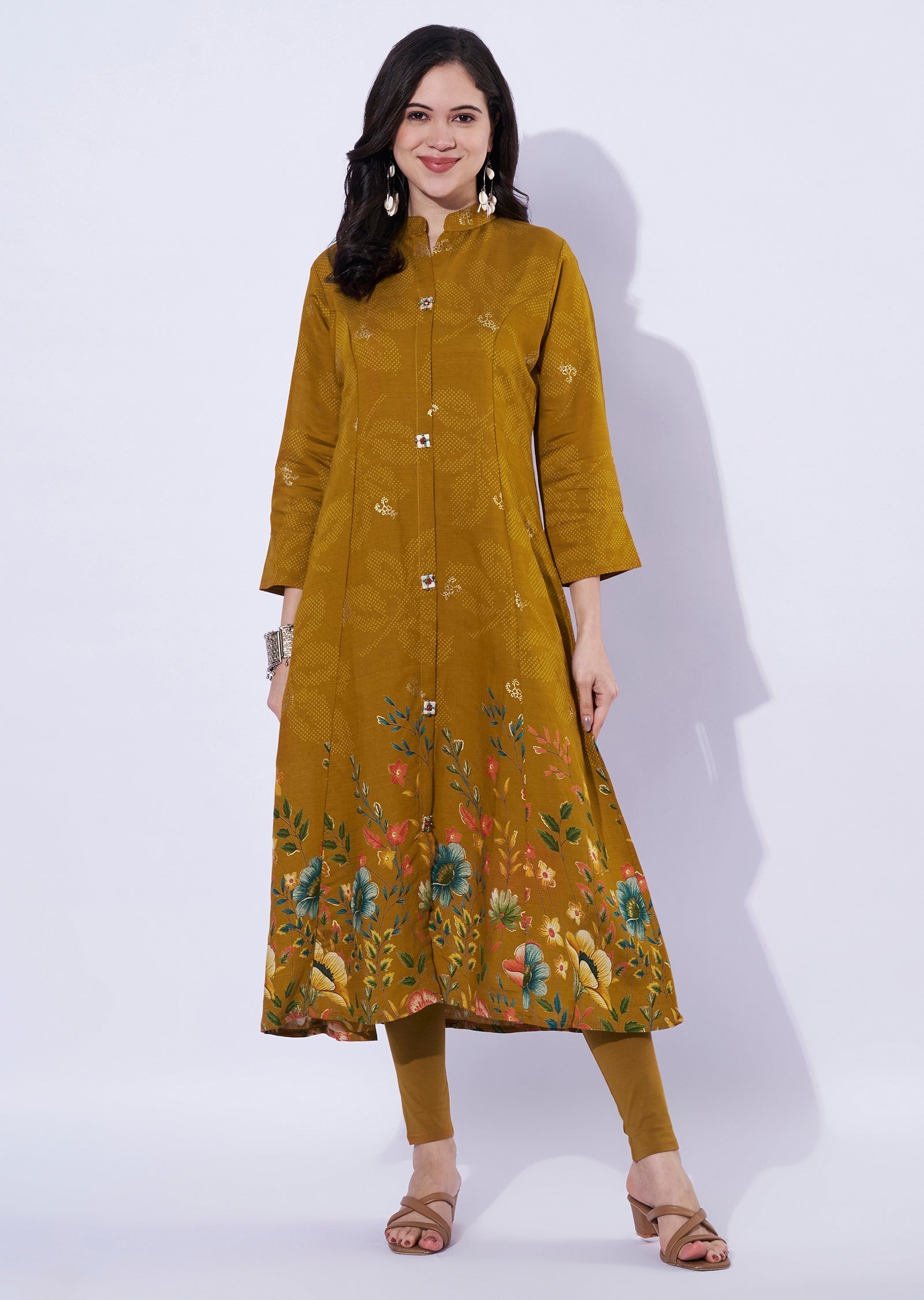 Mustard printed kurti