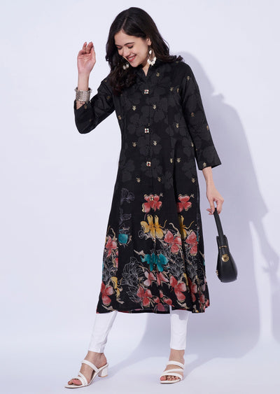 Black printed kurti