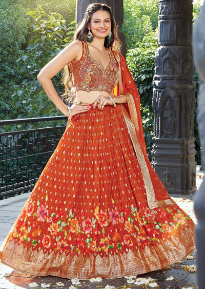 Rust orange lehenga