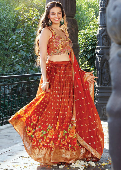 Rust orange lehenga