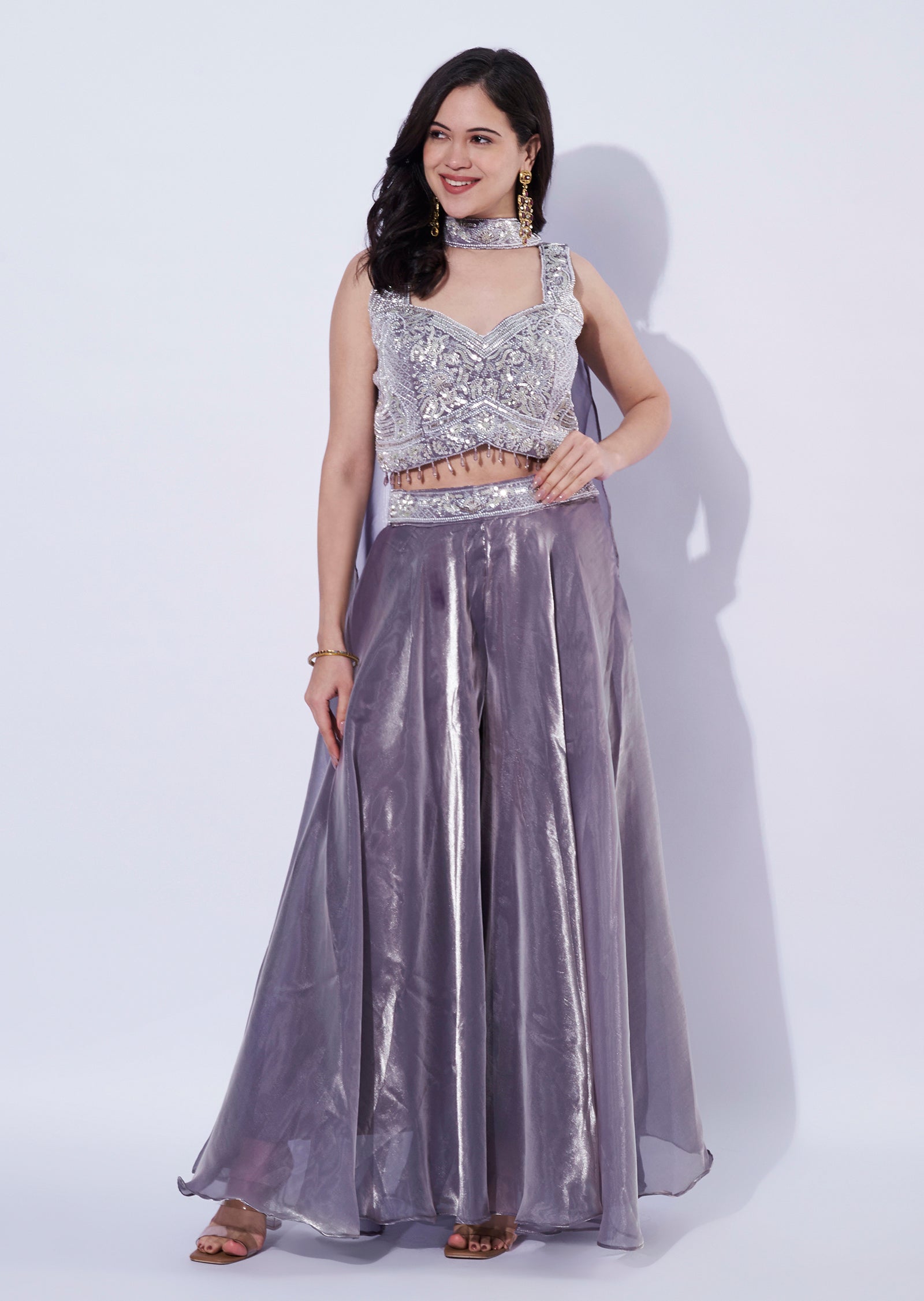 Lilac Indo western Palazzo Set