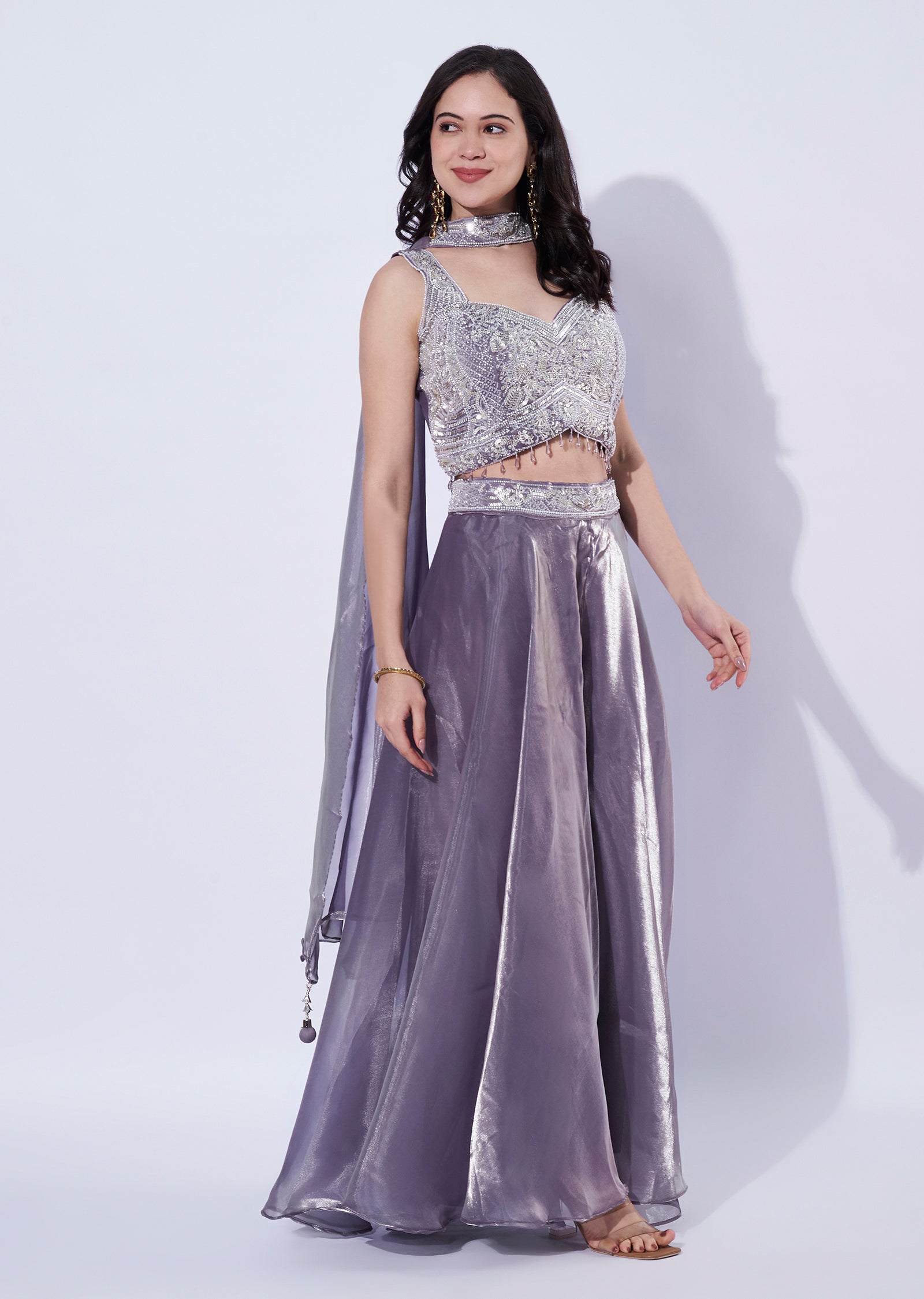 Lilac Indo western Palazzo Set