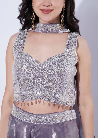 Lilac Indo western Palazzo Set