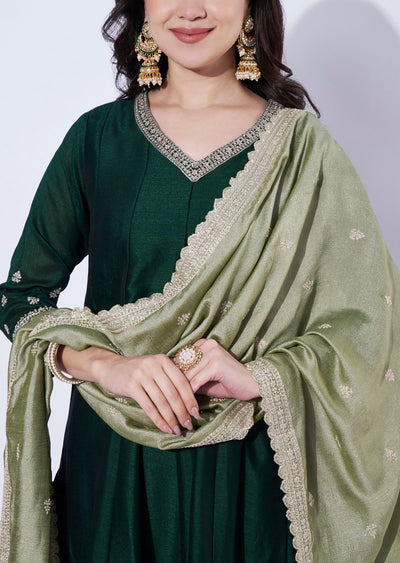Bottle Green Georgette Anarkali Suit