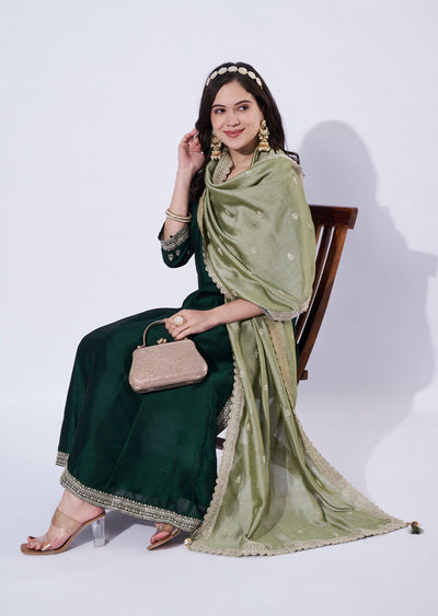 Bottle Green Georgette Anarkali Suit