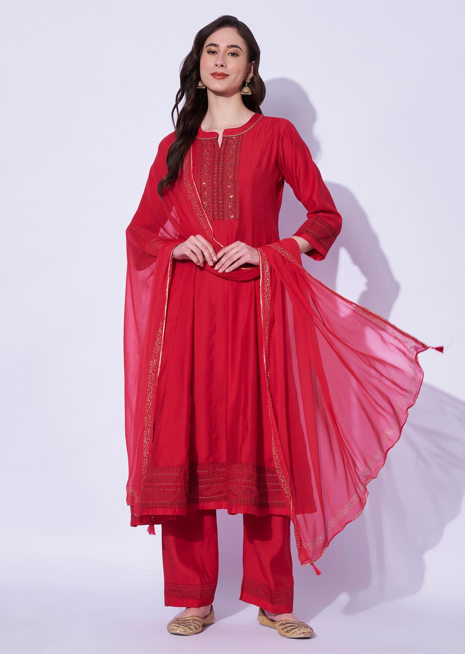 Rani Pink Dola Silk Anarkali
