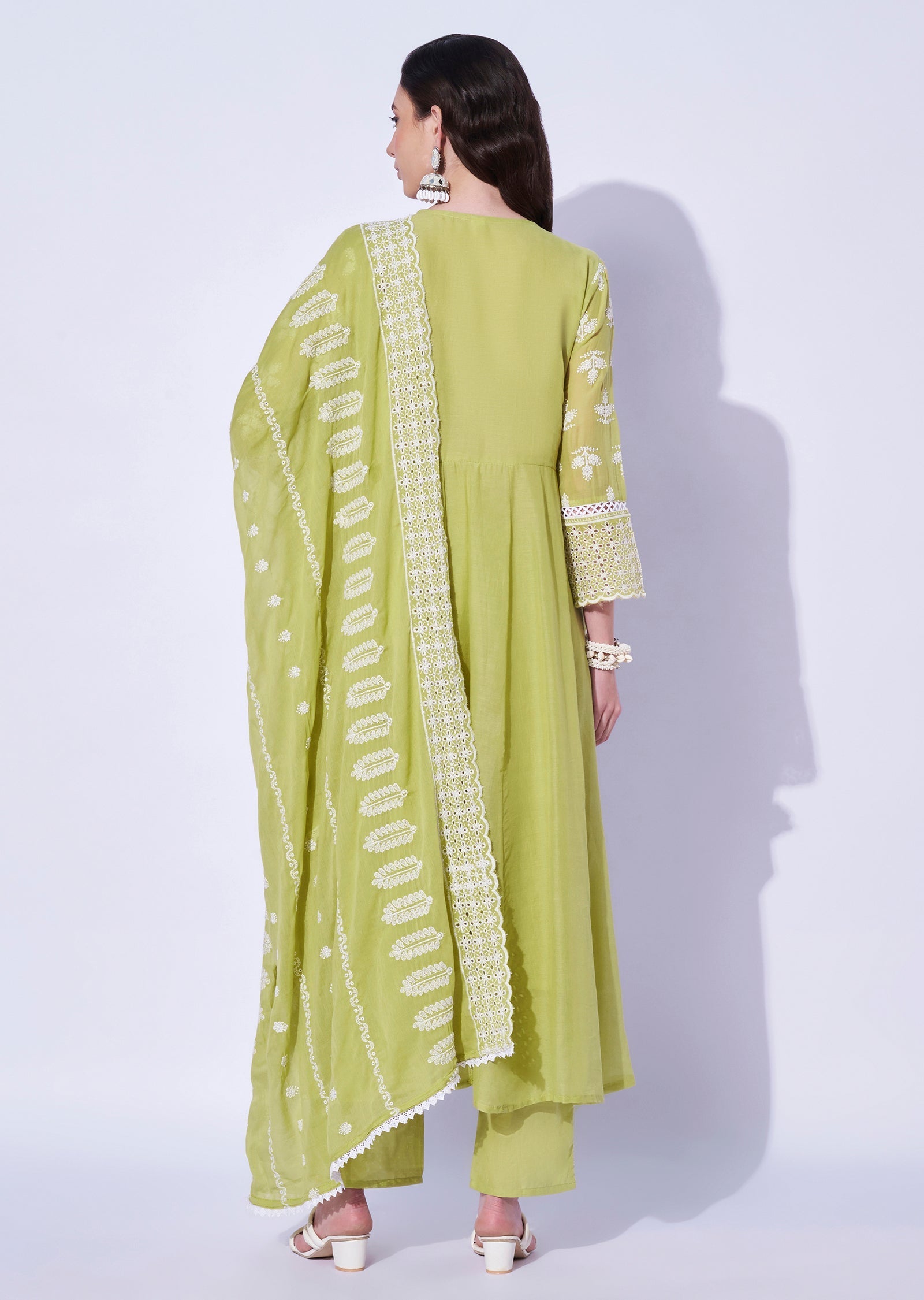 Light Green Cotton Anarkali