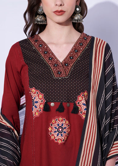 Maroon Cotton Anarkali