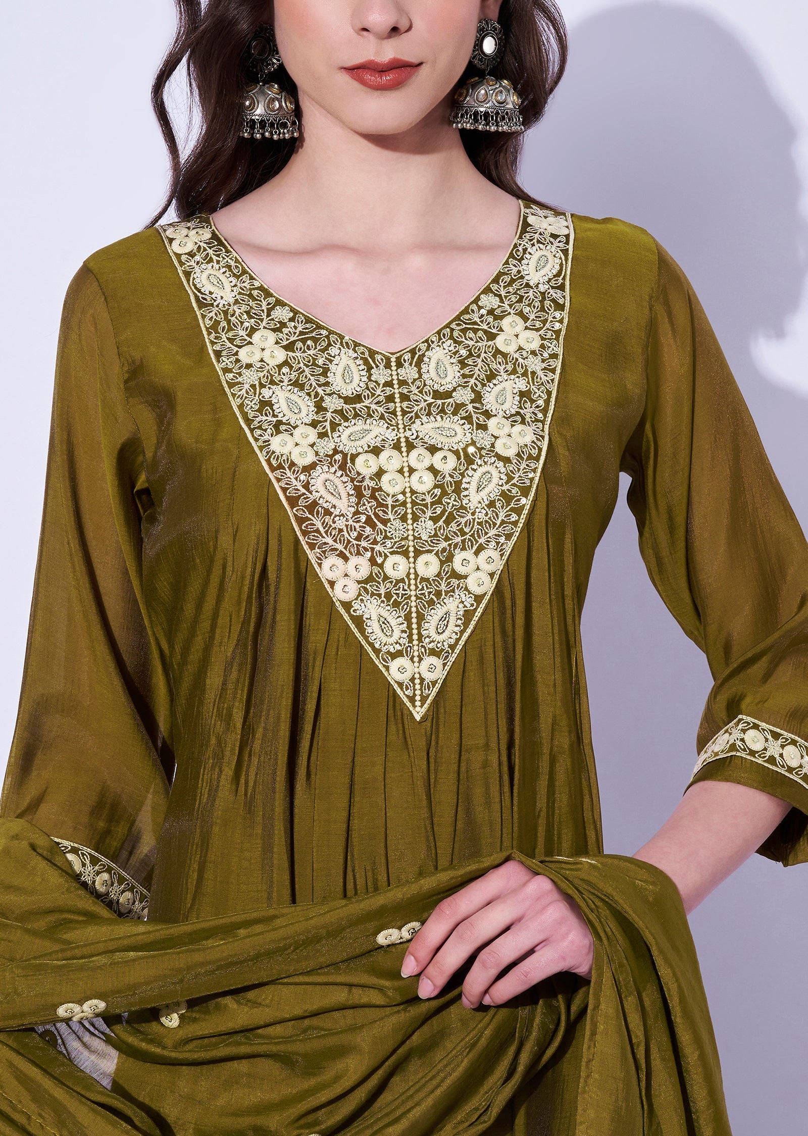 Dark Mustard Russian Silk Anarkali