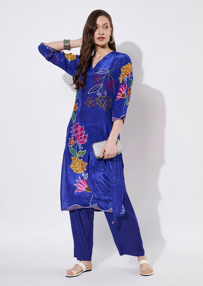 Ink Blue Crepe Straight cut set