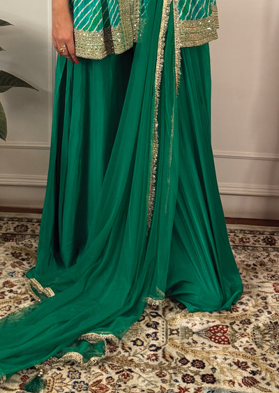 Rama Green Chinnon Sharara Set
