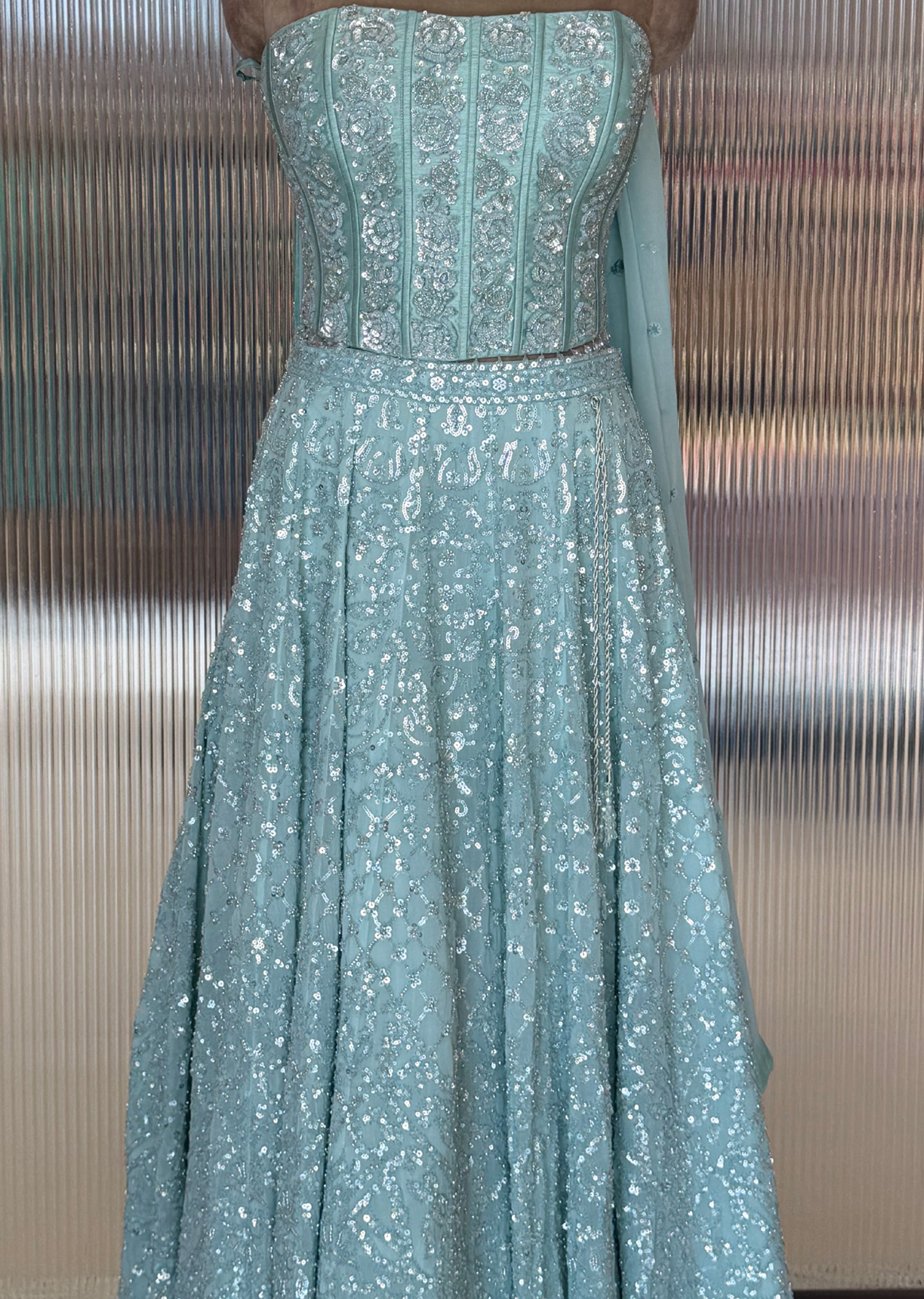 Sea Green Corset Lehenga