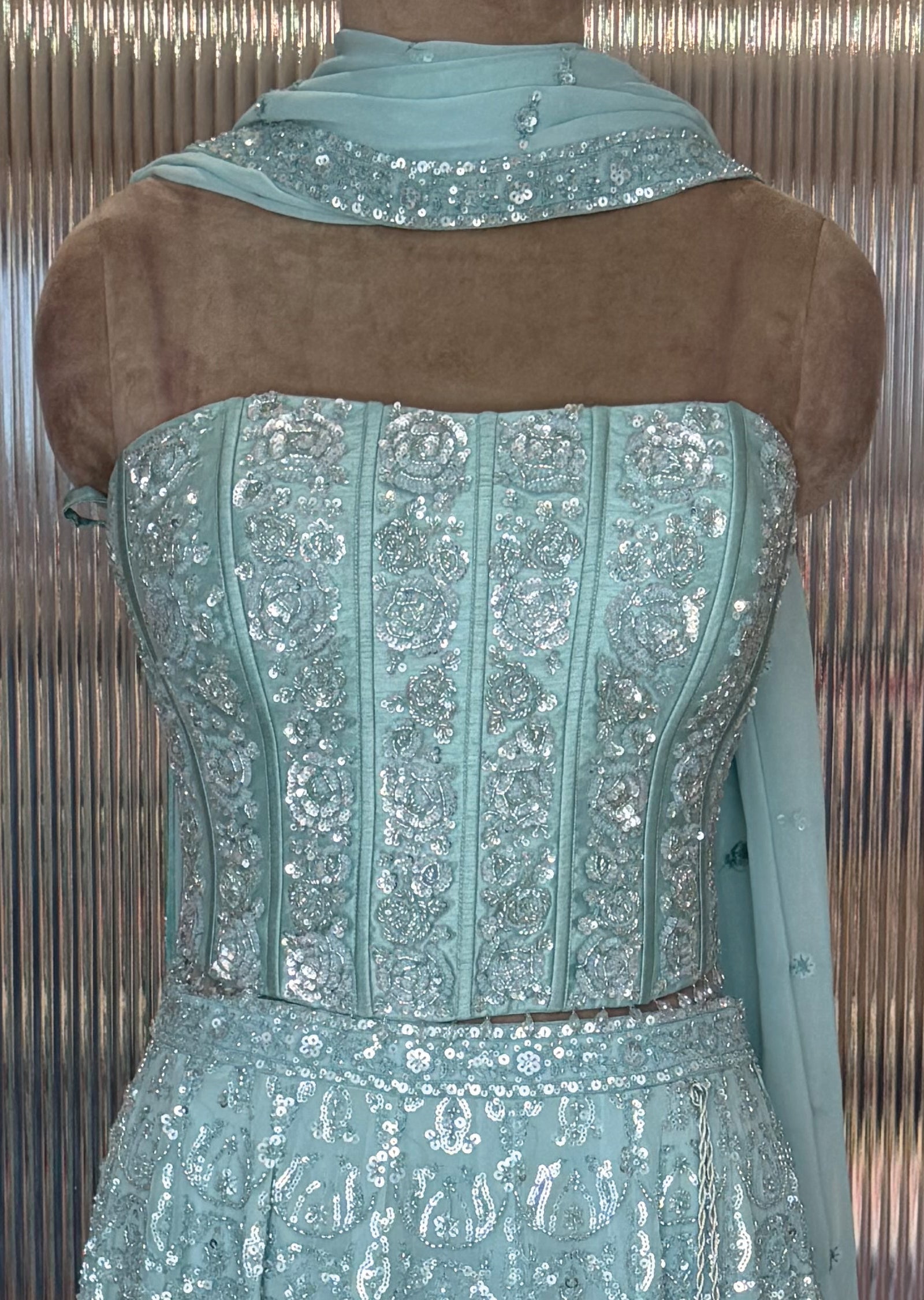 Sea Green Corset Lehenga